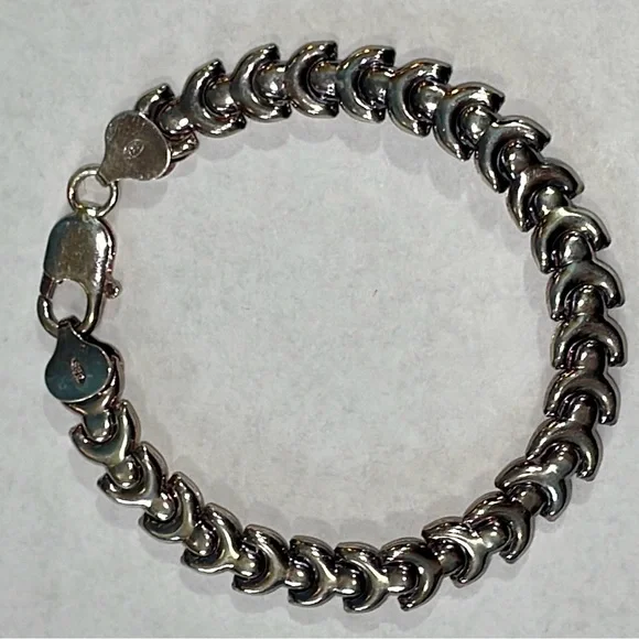 Italy 925 Silver Chain 7” Bracelet Modern Design Minimalist GUC - Picture 2 of 7